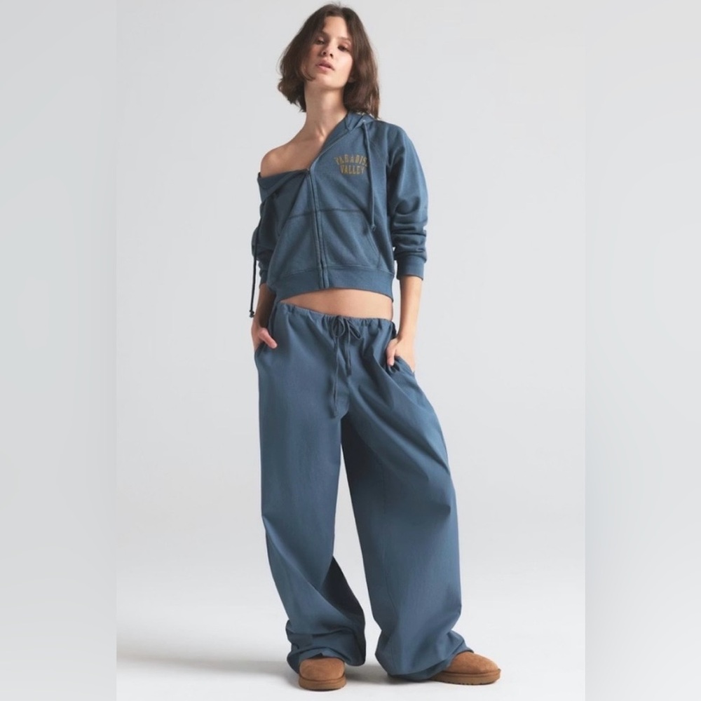 NEW Skims Blue Cotton Poplin Straight Leg Pants